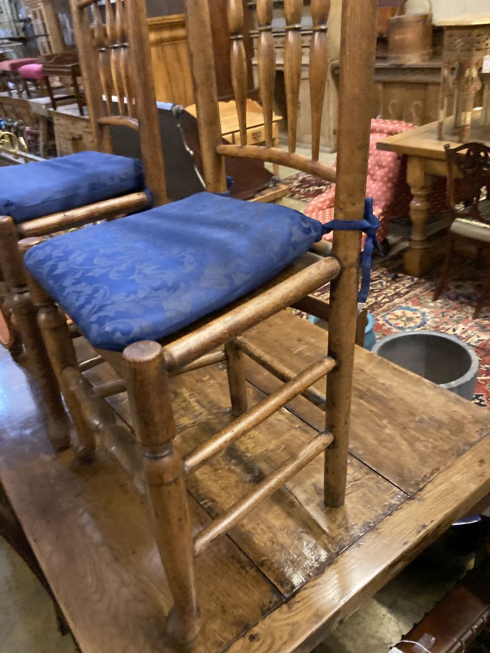 A set of six 19th century ash spindleback chairs and two other chairs